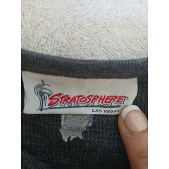 Stratospher Las Vegas Thermal Waffle Knit Shirt Men's Medium Gray Base Layer Y2K - Picture 13 of 13